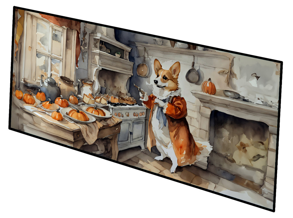 Corgi Fall Kitchen Pumpkins Runner Mat 28x58 Front Door Mat Indoor Outdoor Rugs for Entryway Hallway Foyer Non Slip Washable Wide Doormat