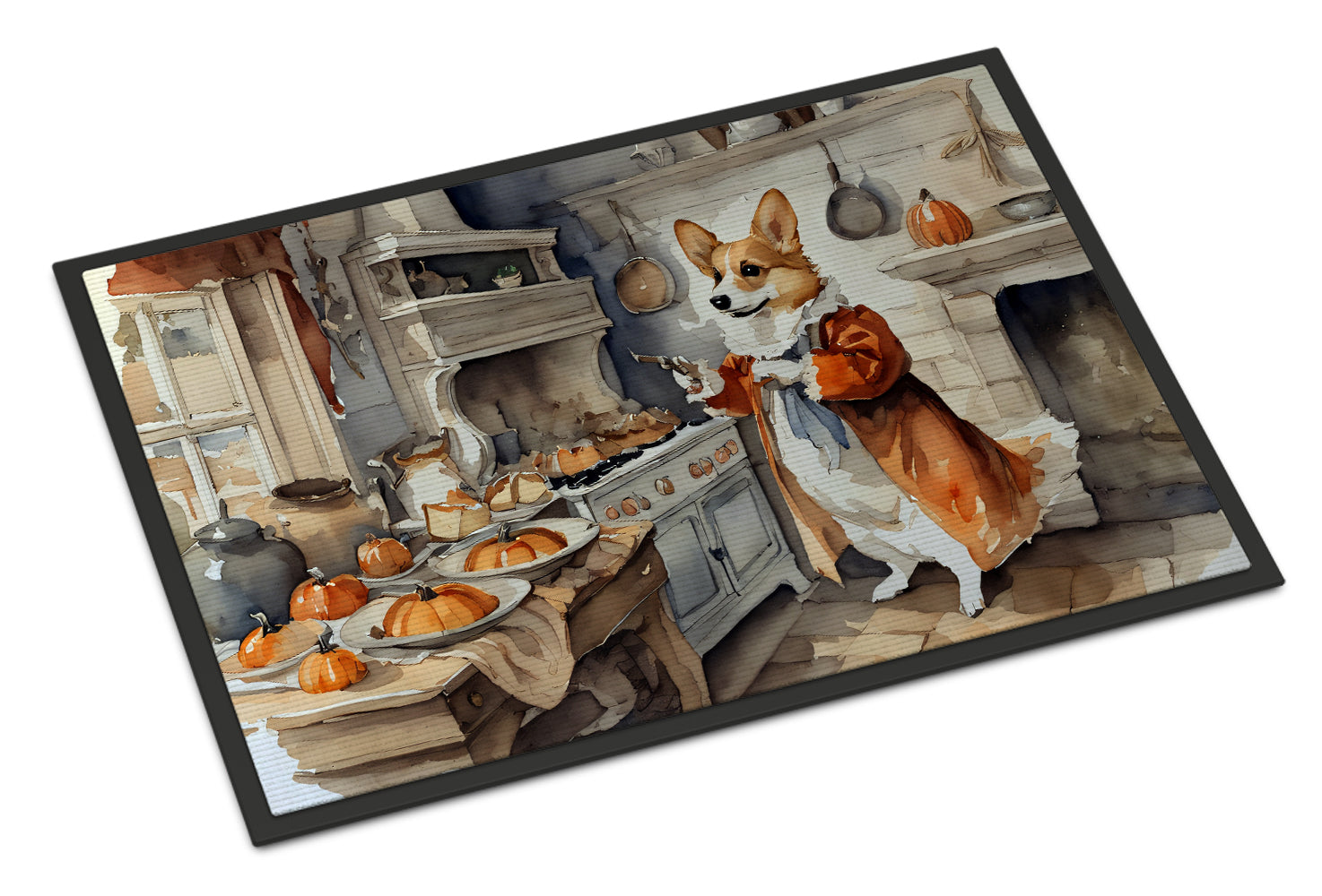 Corgi Fall Kitchen Pumpkins Doormat Indoor Outdoor 24H X 36W Front Door Mat Rugs for Entryway, Non Slip Washable Low Pile,