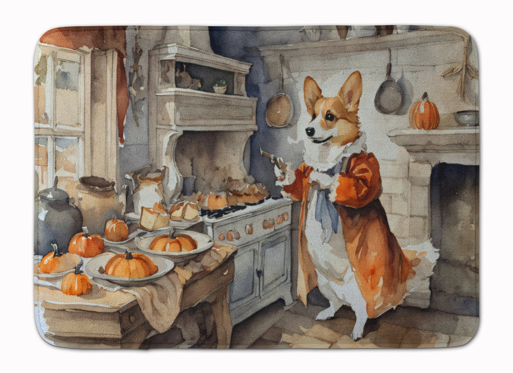Corgi Fall Kitchen Pumpkins Memory Foam Kitchen Mat Machine Washable Anti-Fatigue Cushion Comfort Bath or Kitchen Rug