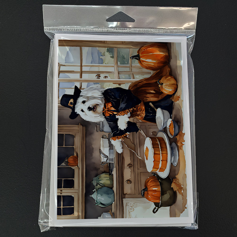 Coton De Tulear Fall Kitchen Pumpkins Greeting Cards Pack of 8 Blank Cards with Envelopes Whimsical A7 Size 5x7