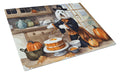Coton De Tulear Fall Kitchen Pumpkins Cutting Board Tempered Glass Kitchen Cutting Surface, Heat Resistant Chopping, Non-Slip Feet, Food Prep & Serving