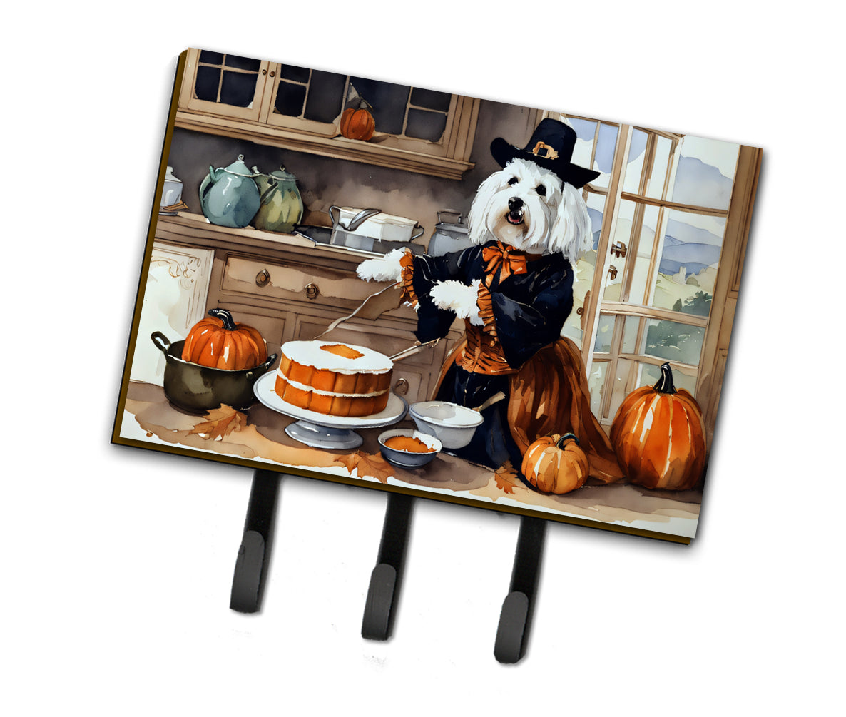 Coton De Tulear Fall Kitchen Pumpkins Leash or Key Holder Wall Hooks, Coat Rack Wall Mount, for Hanging Keys, Towels, Aprons, Leashes