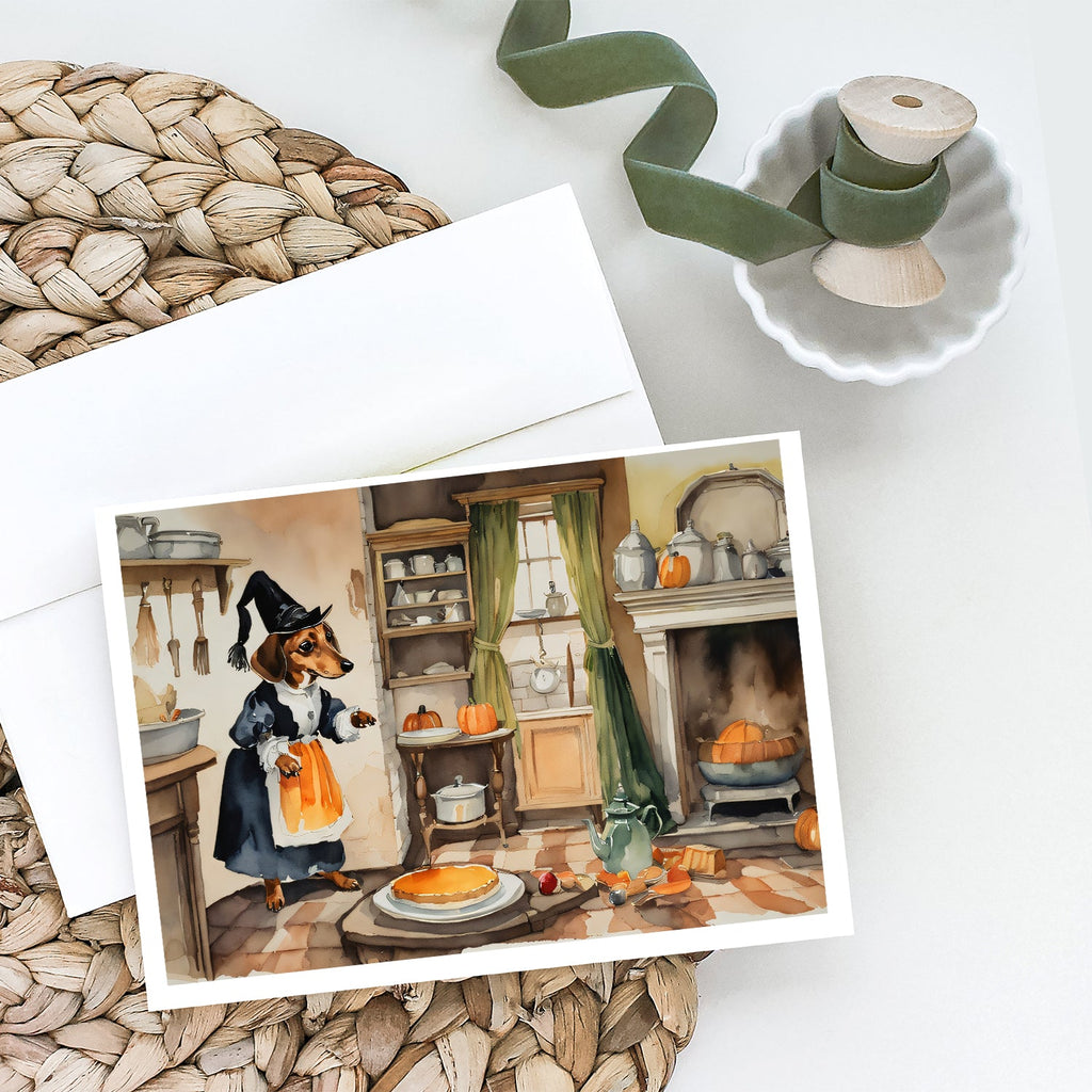 Dachshund Fall Kitchen Pumpkins Greeting Cards Pack of 8 Blank Cards with Envelopes Whimsical A7 Size 5x7