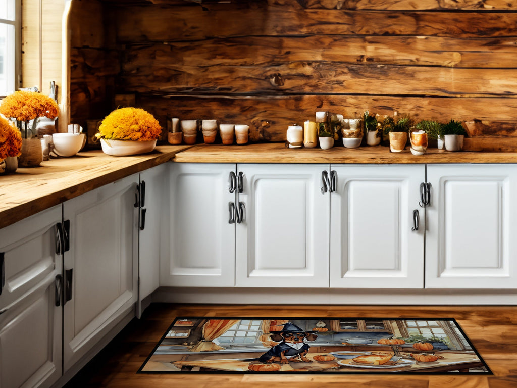 Dachshund Fall Kitchen Pumpkins Runner Mat 28x58 Front Door Mat Indoor Outdoor Rugs for Entryway Hallway Foyer Non Slip Washable Wide Doormat