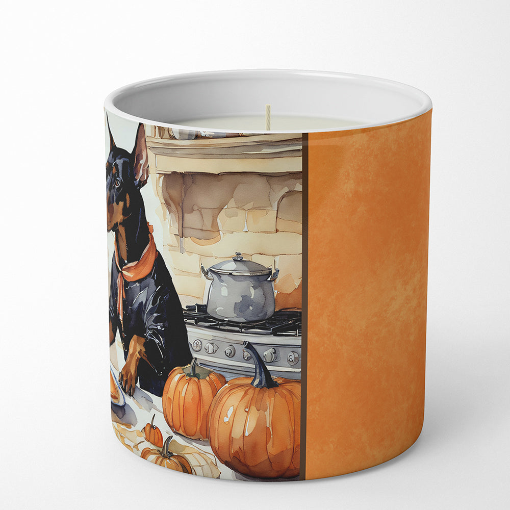 Doberman Pinscher Fall Kitchen Pumpkins Decorative Soy Candle Nature Soy Wax Essential Oil Home Decor Ideal for Bedroom Kitchen Bath Office Gift, 10 oz