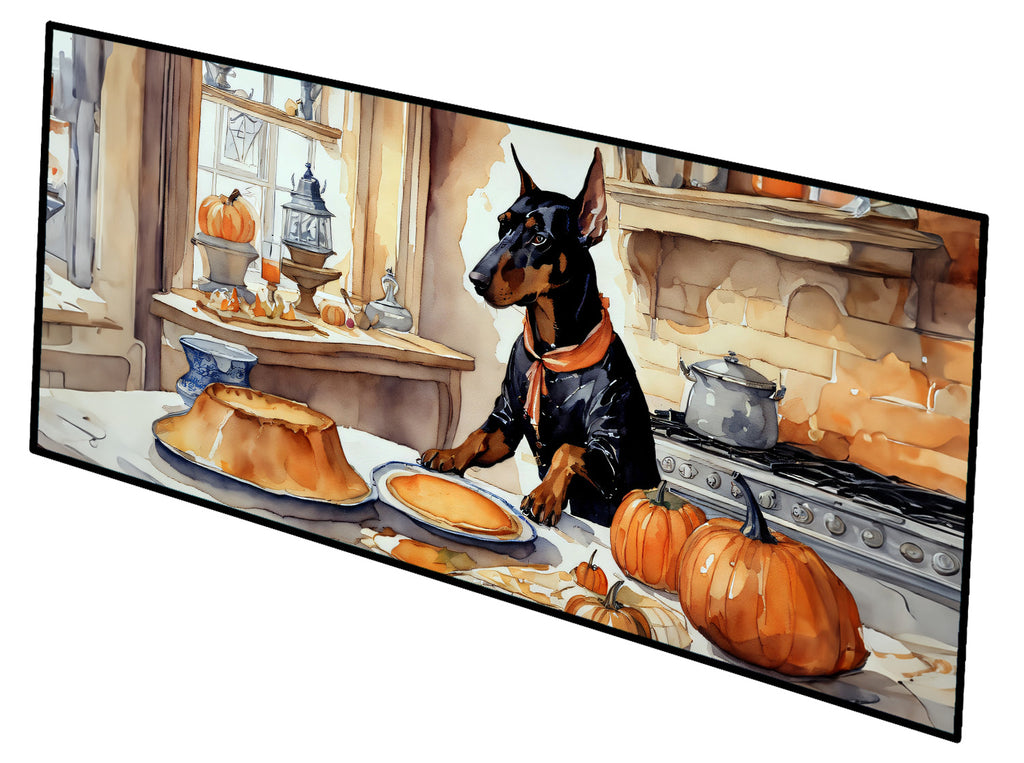 Doberman Pinscher Fall Kitchen Pumpkins Runner Mat 28x58 Front Door Mat Indoor Outdoor Rugs for Entryway Hallway Foyer Non Slip Washable Wide Doormat
