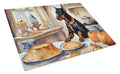 Doberman Pinscher Fall Kitchen Pumpkins Cutting Board Tempered Glass Kitchen Cutting Surface, Heat Resistant Chopping, Non-Slip Feet, Food Prep & Serving