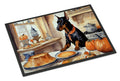 Doberman Pinscher Fall Kitchen Pumpkins Doormat Indoor Outdoor 18H X 27W Front Door Mat Rugs for Entryway, Non Slip Washable