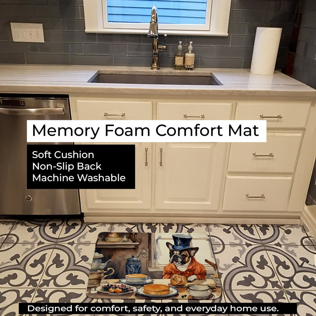 French Bulldog Fall Kitchen Pumpkins Memory Foam Kitchen Mat Machine Washable Anti-Fatigue Cushion Comfort Bath or Kitchen Rug