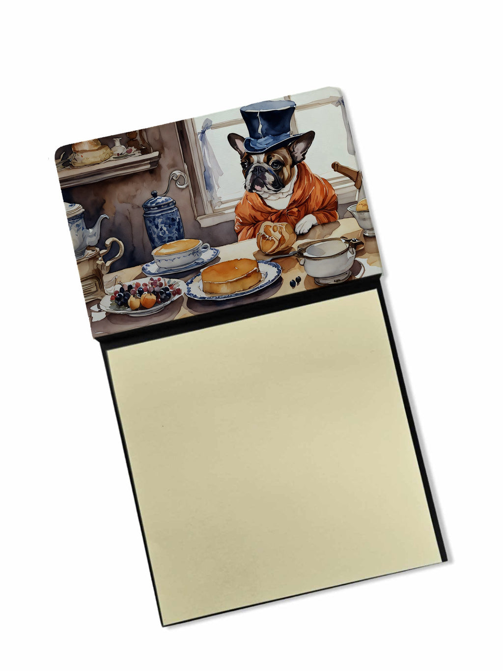 French Bulldog Fall Kitchen Pumpkins Watercolor Sticky Note Holder Refillable Dispenser Desk Accessory 3x3 Pad Gift