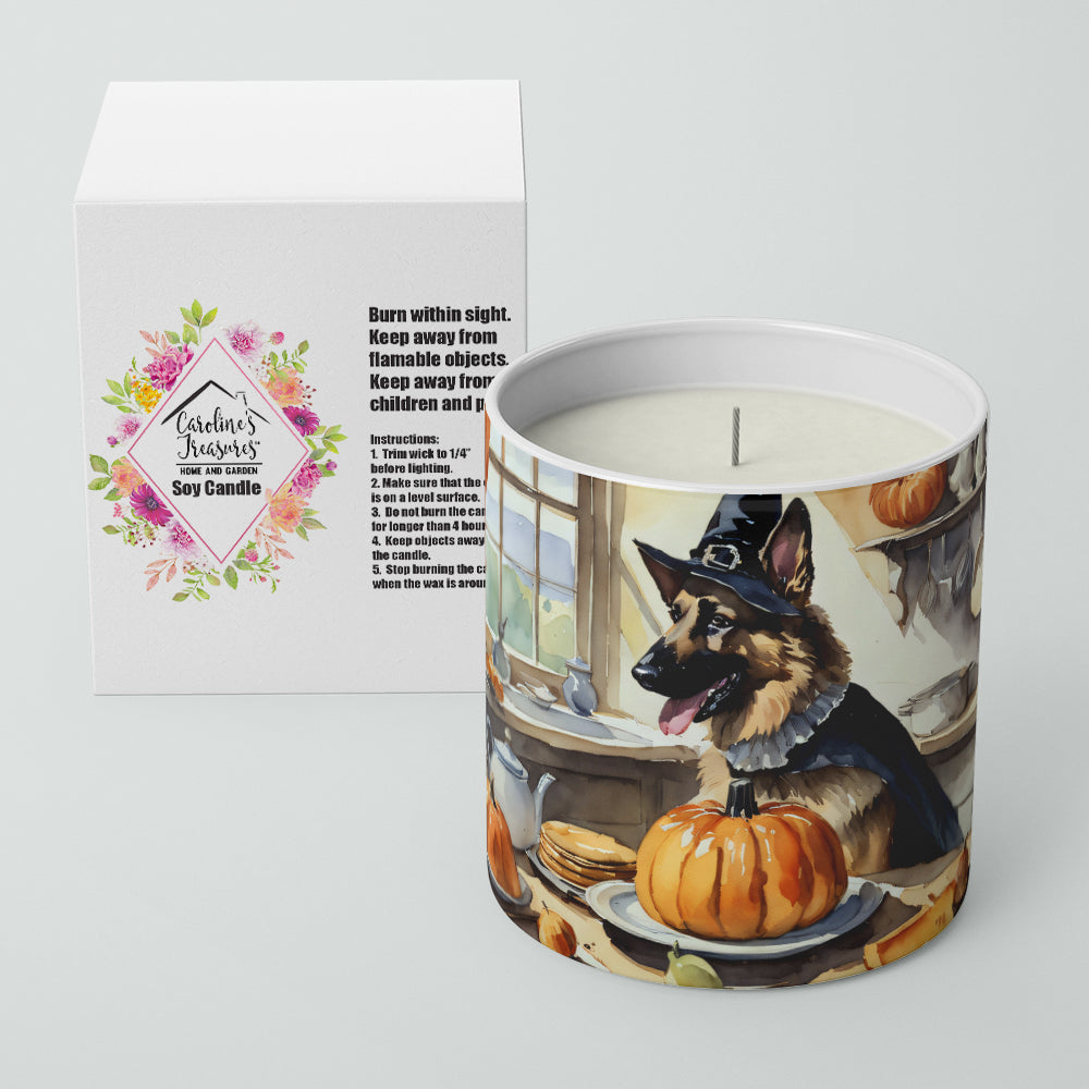 German Shepherd Fall Kitchen Pumpkins Decorative Soy Candle Nature Soy Wax Essential Oil Home Decor Ideal for Bedroom Kitchen Bath Office Gift, 10 oz