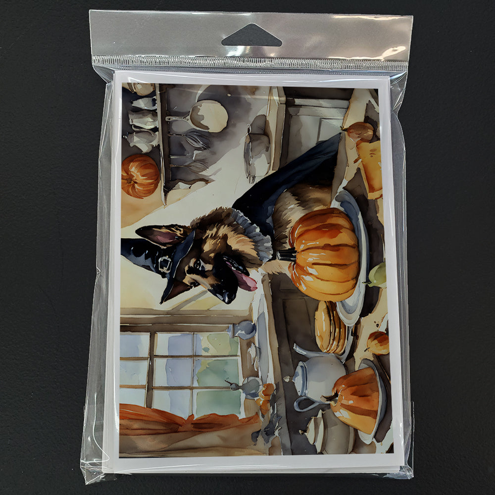 German Shepherd Fall Kitchen Pumpkins Greeting Cards Pack of 8 Blank Cards with Envelopes Whimsical A7 Size 5x7