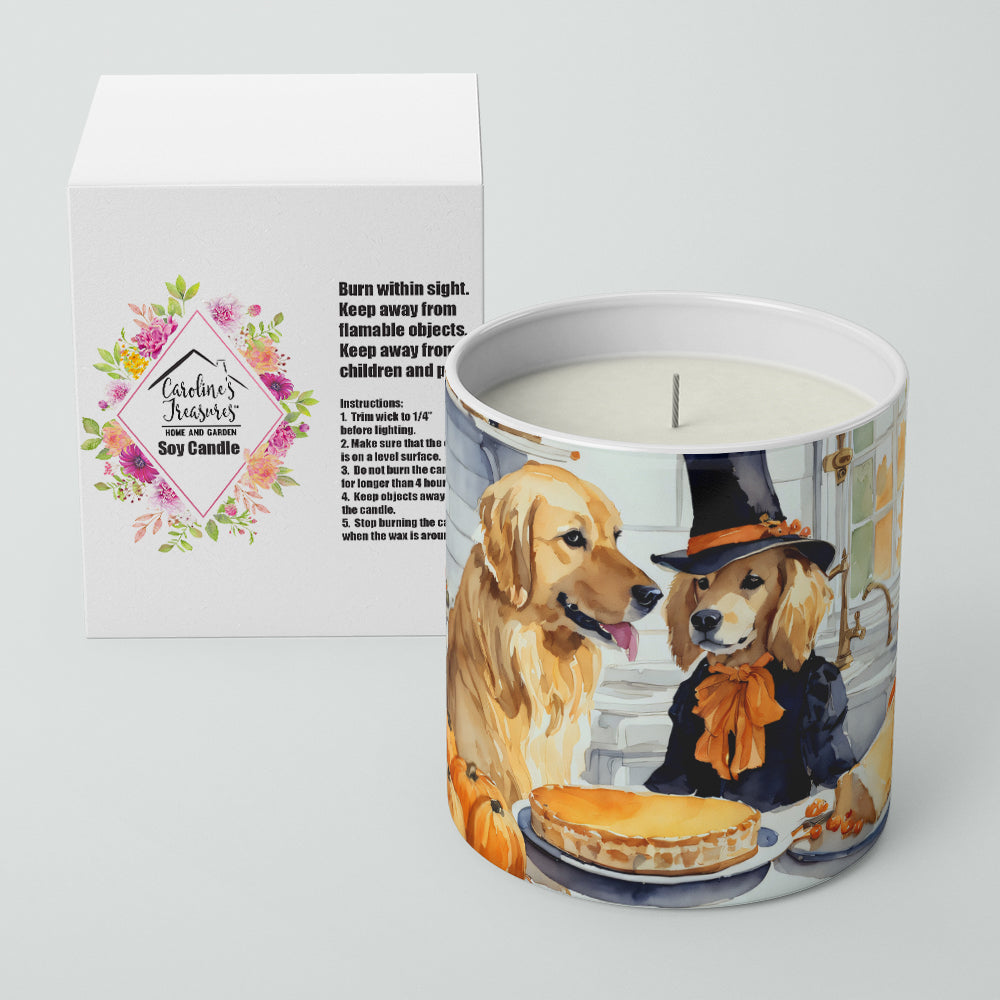 Golden Retriever Fall Kitchen Pumpkins Decorative Soy Candle Nature Soy Wax Essential Oil Home Decor Ideal for Bedroom Kitchen Bath Office Gift, 10 oz