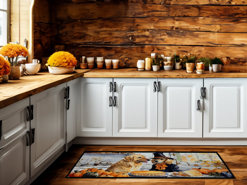 Golden Retriever Fall Kitchen Pumpkins Runner Mat 28x58 Front Door Mat Indoor Outdoor Rugs for Entryway Hallway Foyer Non Slip Washable Wide Doormat