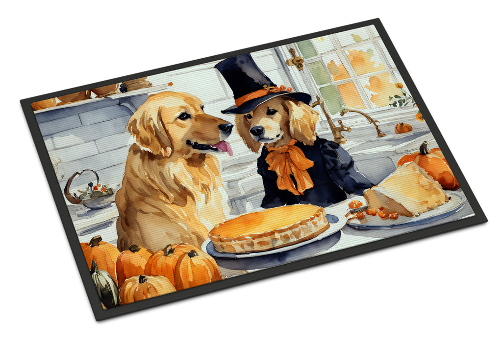 Golden Retriever Fall Kitchen Pumpkins Doormat Indoor Outdoor 18H X 27W Front Door Mat Rugs for Entryway, Non Slip Washable