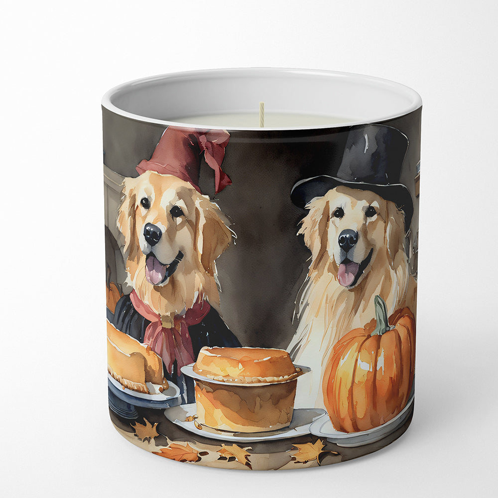 Golden Retriever Fall Kitchen Pumpkins Decorative Soy Candle Nature Soy Wax Essential Oil Home Decor Ideal for Bedroom Kitchen Bath Office Gift, 10 oz