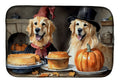 Golden Retriever Fall Kitchen Pumpkins Dish Drying Mat Absorbent Dish Drying Mat Pad for Kitchen Counter Dish Drainer Mat for Countertop, 14 x 21", Multicolor