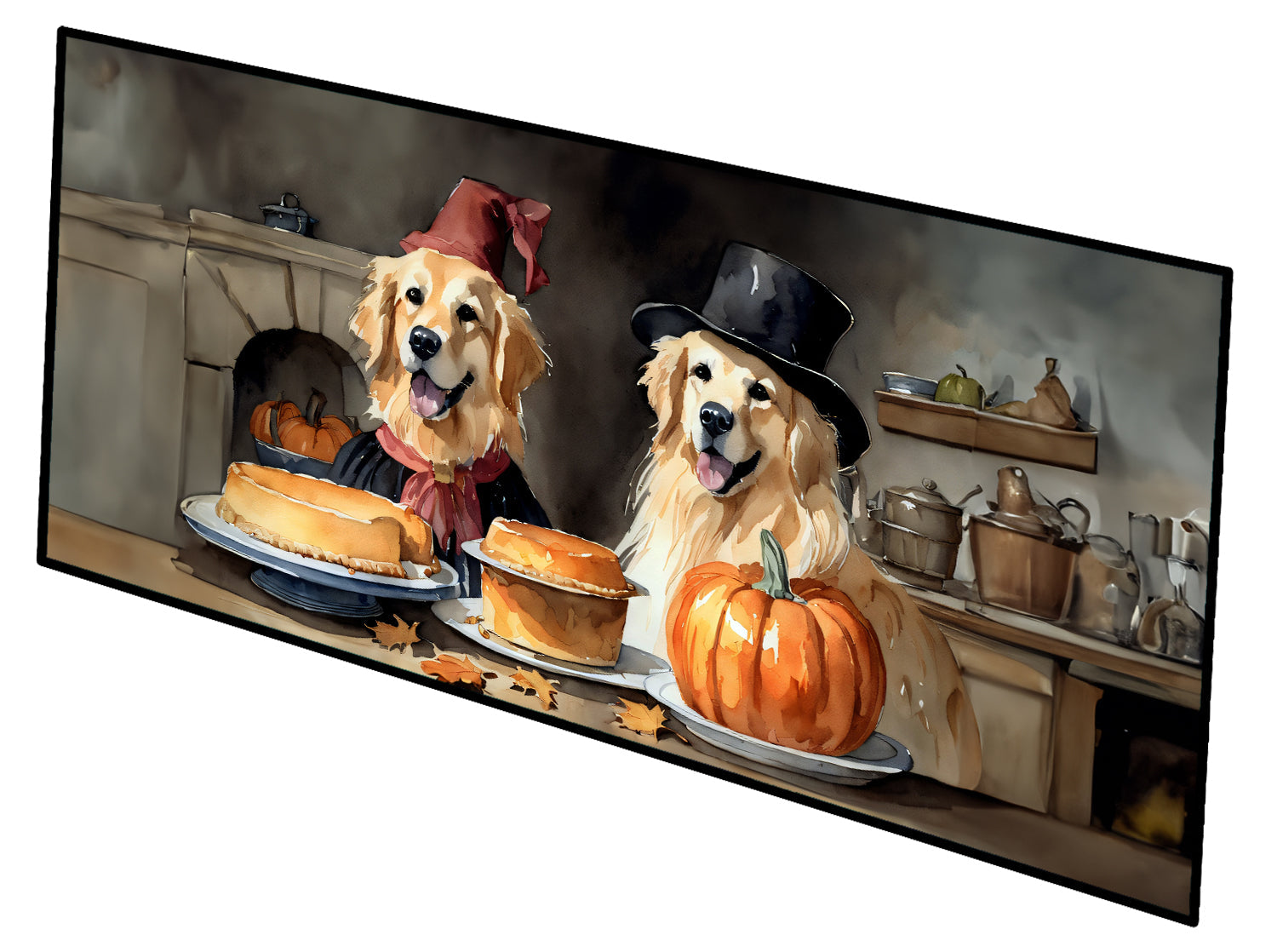 Golden Retriever Fall Kitchen Pumpkins Runner Mat 28x58 Front Door Mat Indoor Outdoor Rugs for Entryway Hallway Foyer Non Slip Washable Wide Doormat