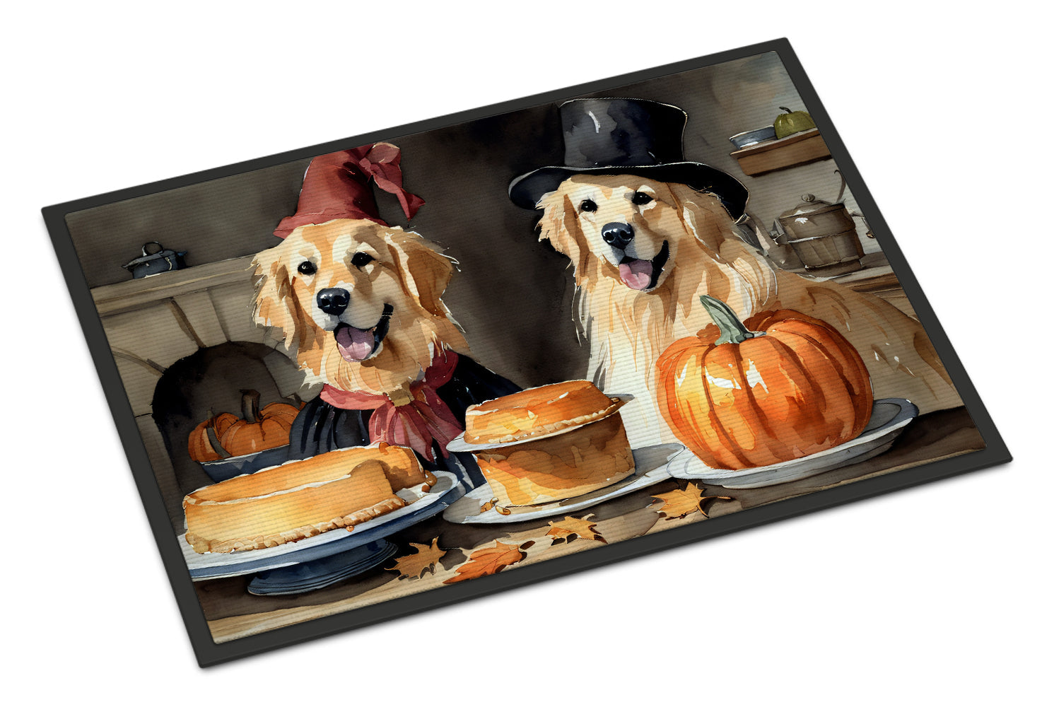 Golden Retriever Fall Kitchen Pumpkins Doormat Indoor Outdoor 24H X 36W Front Door Mat Rugs for Entryway, Non Slip Washable Low Pile,