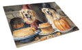 Golden Retriever Fall Kitchen Pumpkins Cutting Board Tempered Glass Kitchen Cutting Surface, Heat Resistant Chopping, Non-Slip Feet, Food Prep & Serving