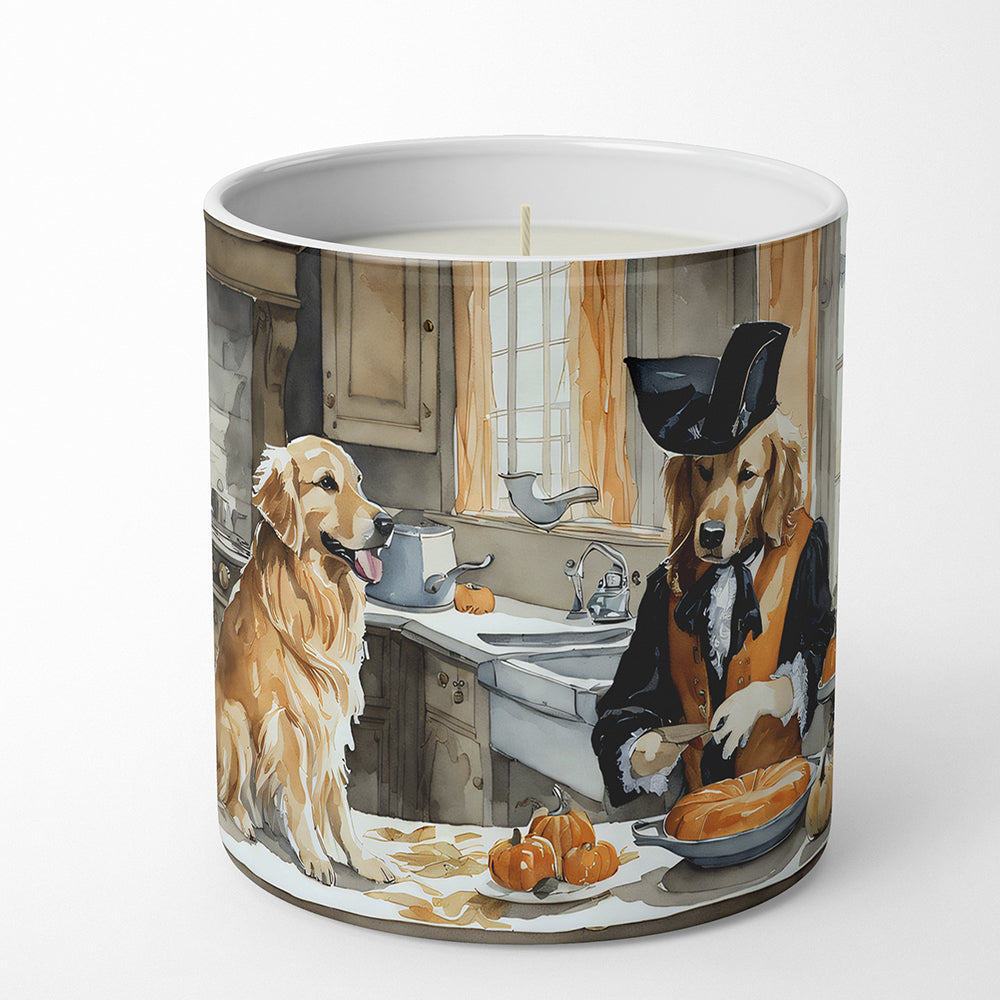 Golden Retriever Fall Kitchen Pumpkins Decorative Soy Candle Nature Soy Wax Essential Oil Home Decor Ideal for Bedroom Kitchen Bath Office Gift, 10 oz