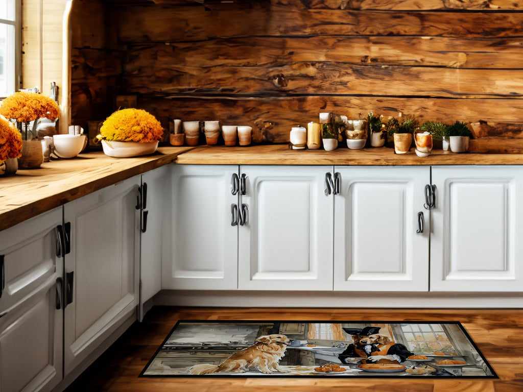 Golden Retriever Fall Kitchen Pumpkins Runner Mat 28x58 Front Door Mat Indoor Outdoor Rugs for Entryway Hallway Foyer Non Slip Washable Wide Doormat