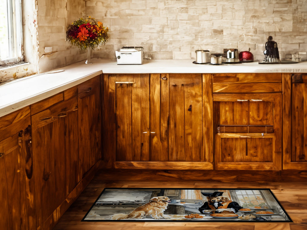 Golden Retriever Fall Kitchen Pumpkins Runner Mat 28x58 Front Door Mat Indoor Outdoor Rugs for Entryway Hallway Foyer Non Slip Washable Wide Doormat
