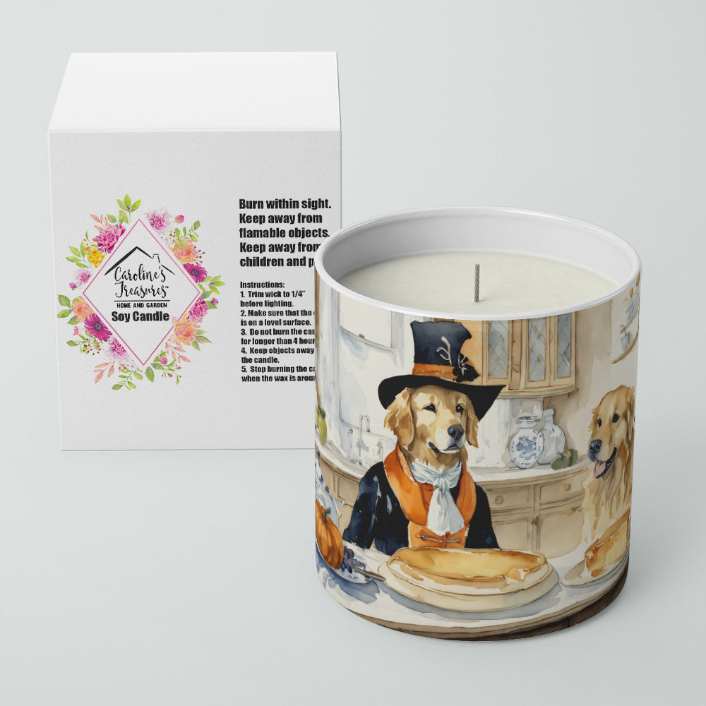 Golden Retriever Fall Kitchen Pumpkins Decorative Soy Candle Nature Soy Wax Essential Oil Home Decor Ideal for Bedroom Kitchen Bath Office Gift, 10 oz