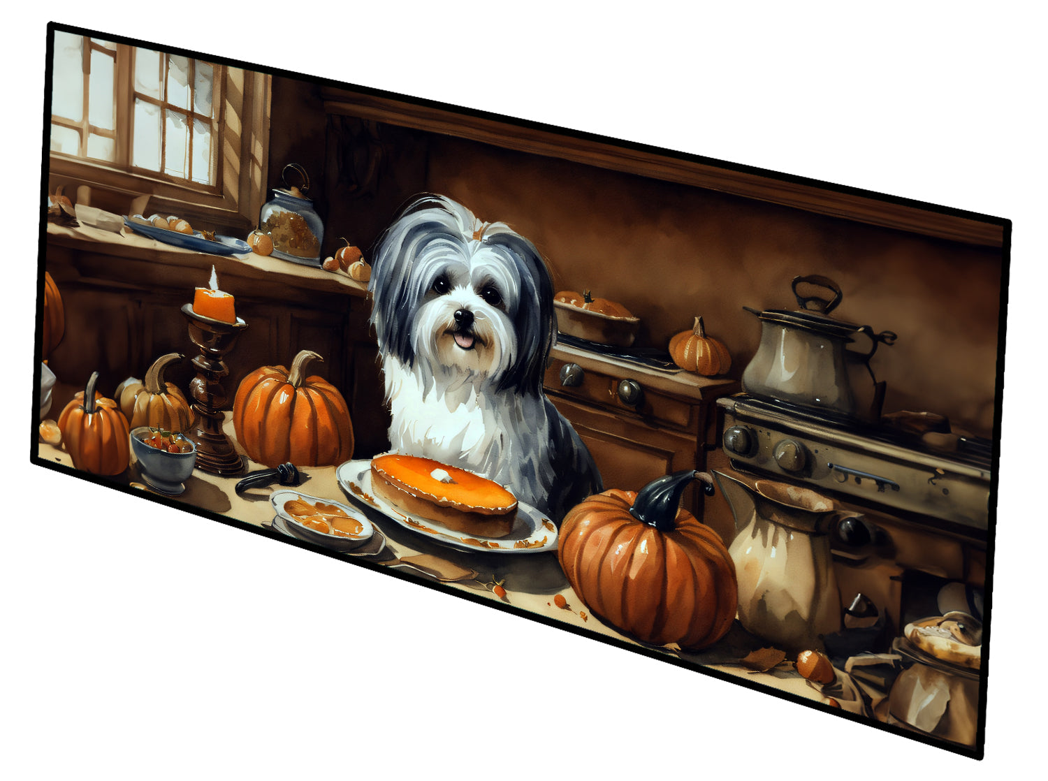 Havanese Fall Kitchen Pumpkins Runner Mat 28x58 Front Door Mat Indoor Outdoor Rugs for Entryway Hallway Foyer Non Slip Washable Wide Doormat