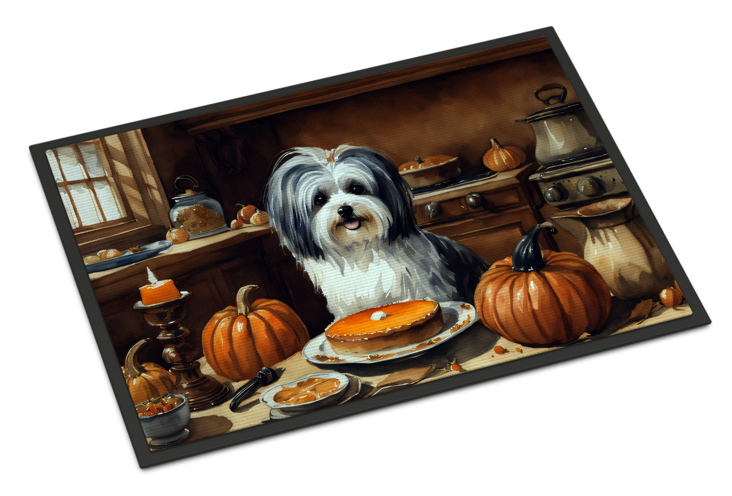 Havanese Fall Kitchen Pumpkins Doormat Indoor Outdoor 24H X 36W Front Door Mat Rugs for Entryway, Non Slip Washable Low Pile,