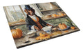 Irish Setter Fall Kitchen Pumpkins Cutting Board Tempered Glass Kitchen Cutting Surface, Heat Resistant Chopping, Non-Slip Feet, Food Prep & Serving