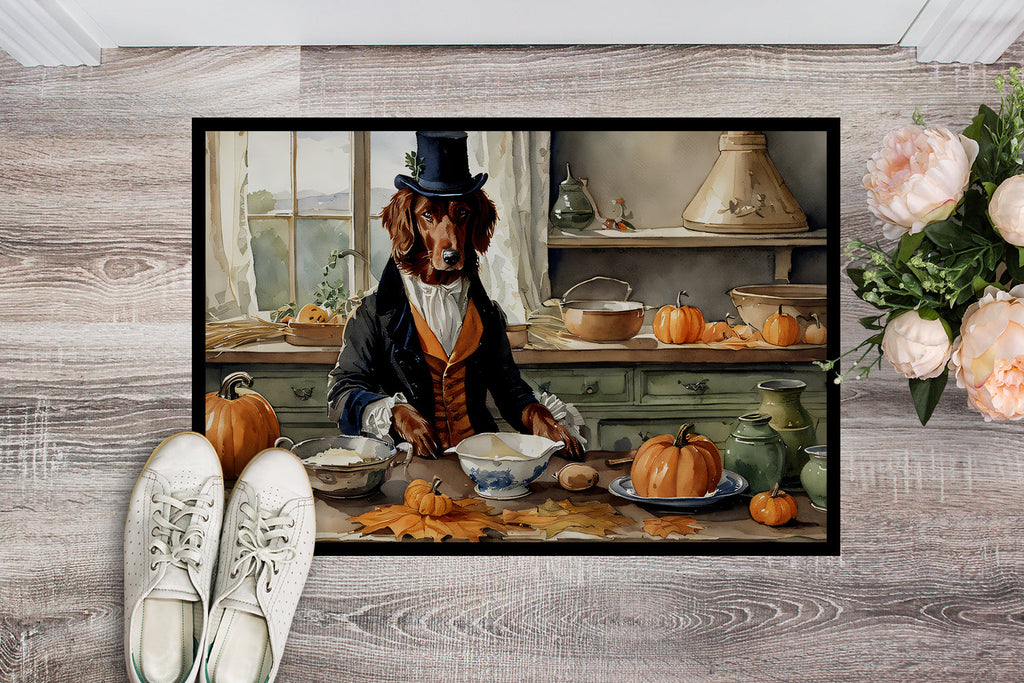 Irish Setter Fall Kitchen Pumpkins Doormat Indoor Outdoor 18H X 27W Front Door Mat Rugs for Entryway, Non Slip Washable