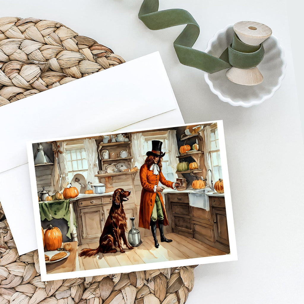 Irish Setter Fall Kitchen Pumpkins Greeting Cards Pack of 8 Blank Cards with Envelopes Whimsical A7 Size 5x7