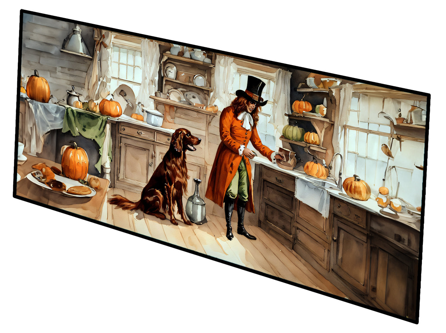 Irish Setter Fall Kitchen Pumpkins Runner Mat 28x58 Front Door Mat Indoor Outdoor Rugs for Entryway Hallway Foyer Non Slip Washable Wide Doormat