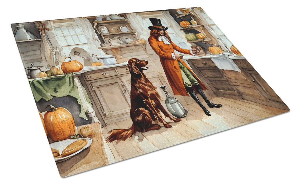 Irish Setter Fall Kitchen Pumpkins Cutting Board Tempered Glass Kitchen Cutting Surface, Heat Resistant Chopping, Non-Slip Feet, Food Prep & Serving