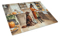 Irish Setter Fall Kitchen Pumpkins Cutting Board Tempered Glass Kitchen Cutting Surface, Heat Resistant Chopping, Non-Slip Feet, Food Prep & Serving
