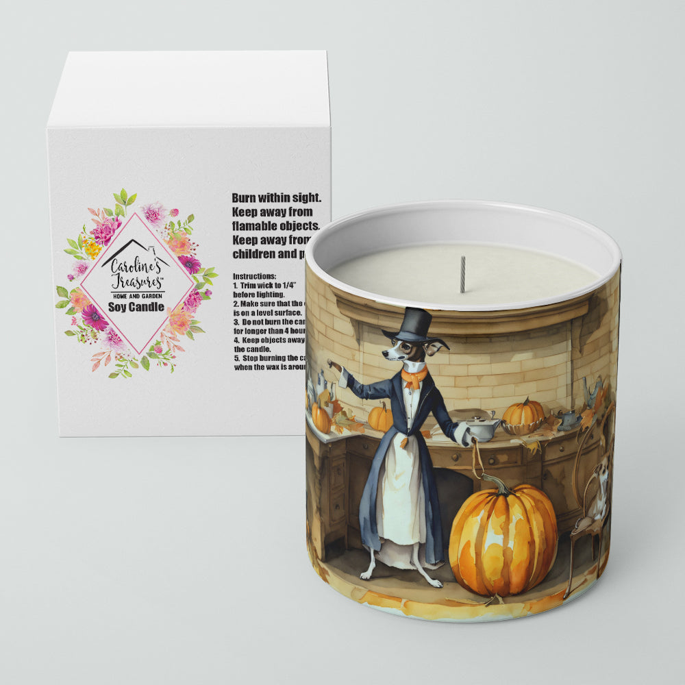 Italian Greyhound Fall Kitchen Pumpkins Decorative Soy Candle Nature Soy Wax Essential Oil Home Decor Ideal for Bedroom Kitchen Bath Office Gift, 10 oz