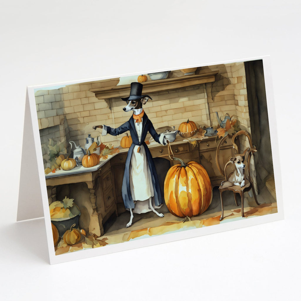 Italian Greyhound Fall Kitchen Pumpkins Greeting Cards Pack of 8 Blank Cards with Envelopes Whimsical A7 Size 5x7
