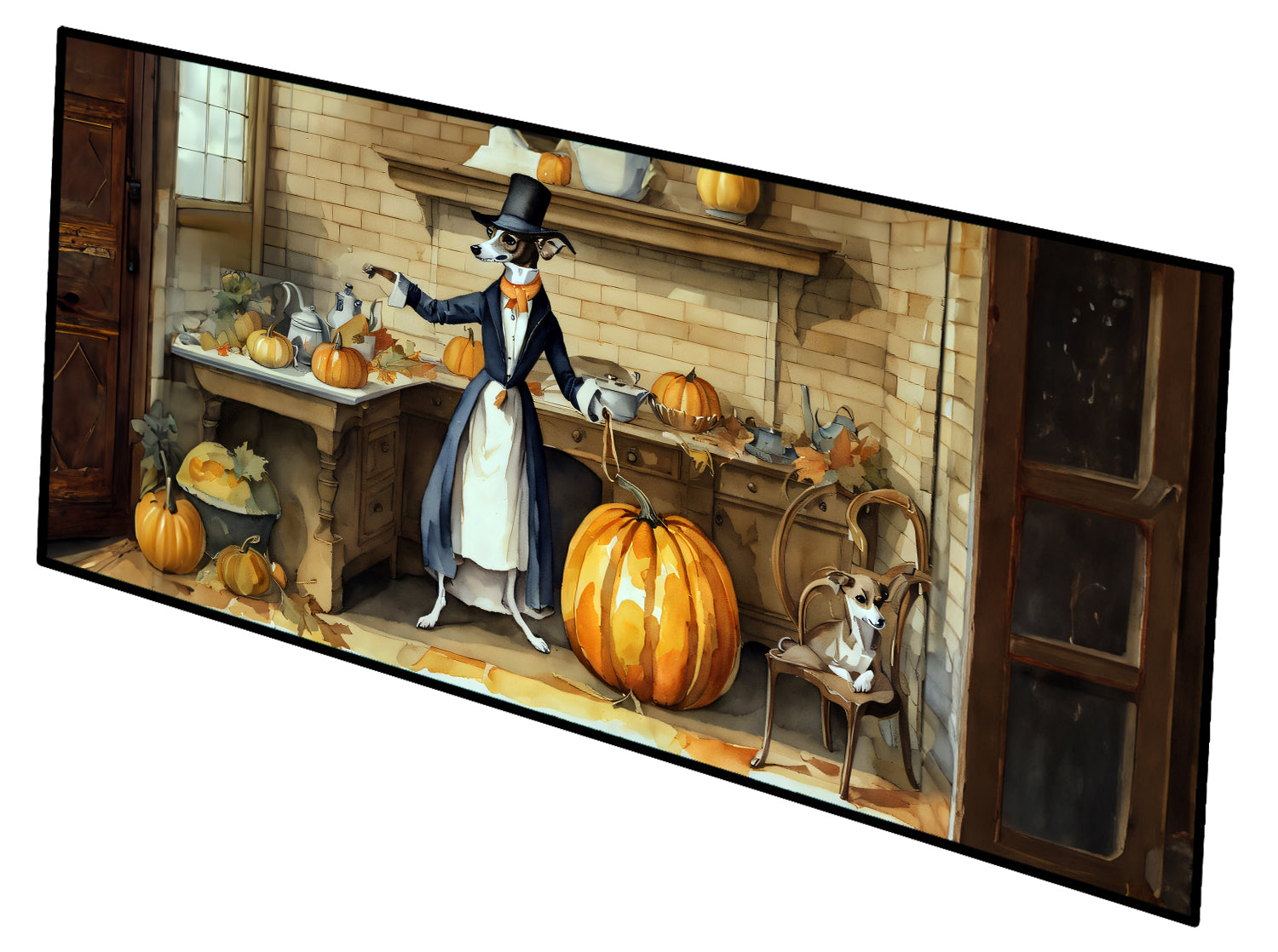 Italian Greyhound Fall Kitchen Pumpkins Runner Mat 28x58 Front Door Mat Indoor Outdoor Rugs for Entryway Hallway Foyer Non Slip Washable Wide Doormat