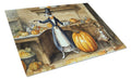Italian Greyhound Fall Kitchen Pumpkins Cutting Board Tempered Glass Kitchen Cutting Surface, Heat Resistant Chopping, Non-Slip Feet, Food Prep & Serving