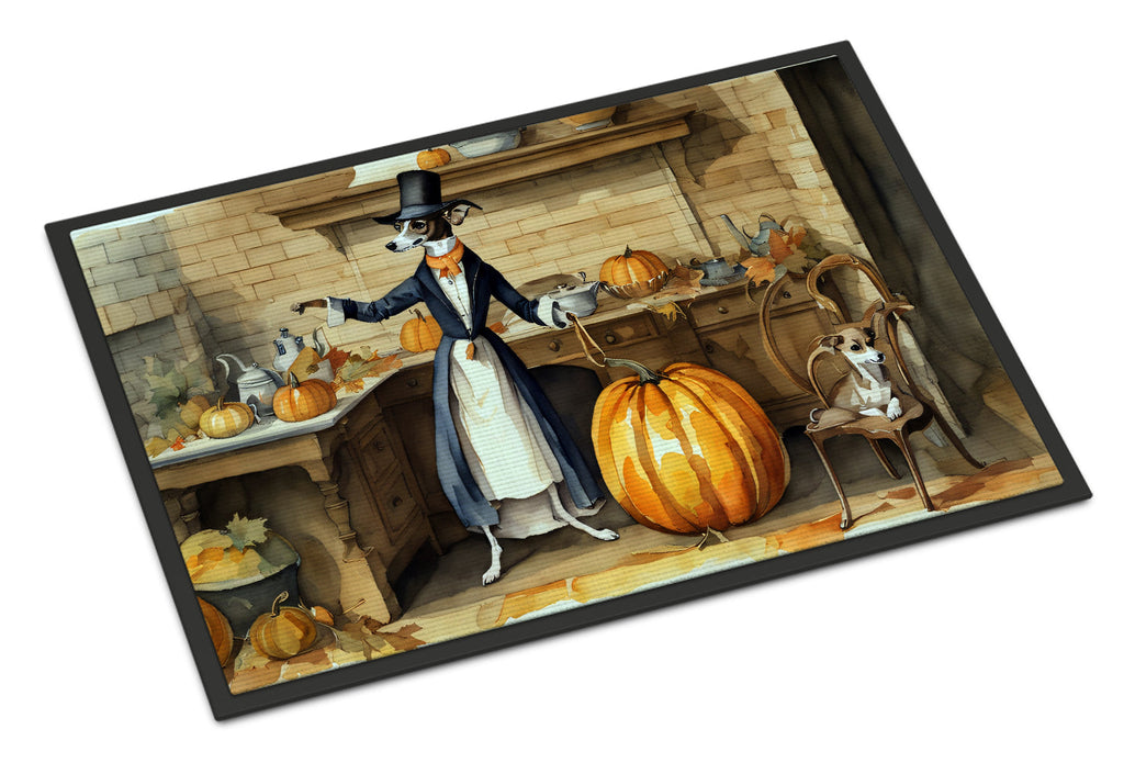Italian Greyhound Fall Kitchen Pumpkins Doormat Indoor Outdoor 18H X 27W Front Door Mat Rugs for Entryway, Non Slip Washable