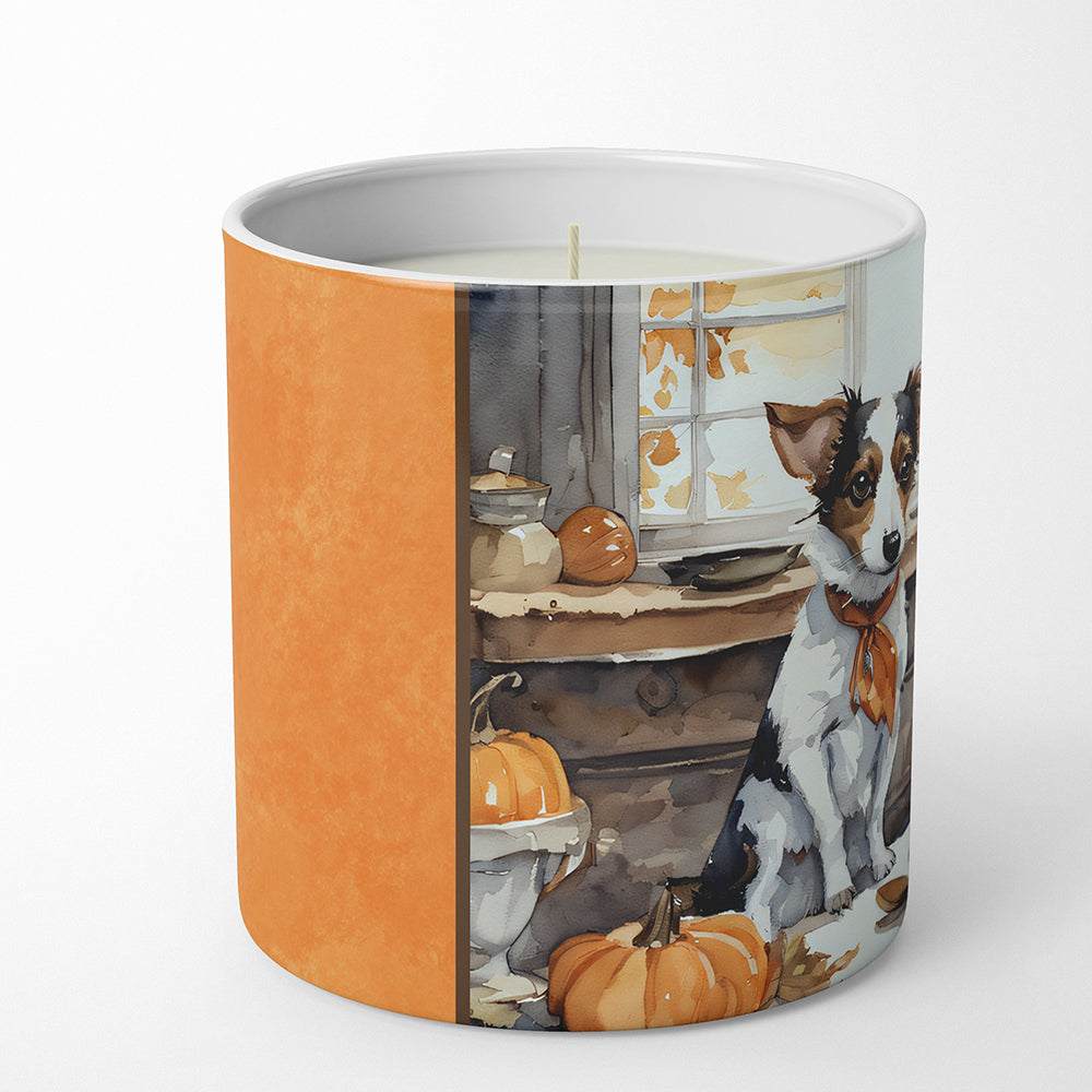 Jack Russell Terrier Fall Kitchen Pumpkins Decorative Soy Candle Nature Soy Wax Essential Oil Home Decor Ideal for Bedroom Kitchen Bath Office Gift, 10 oz