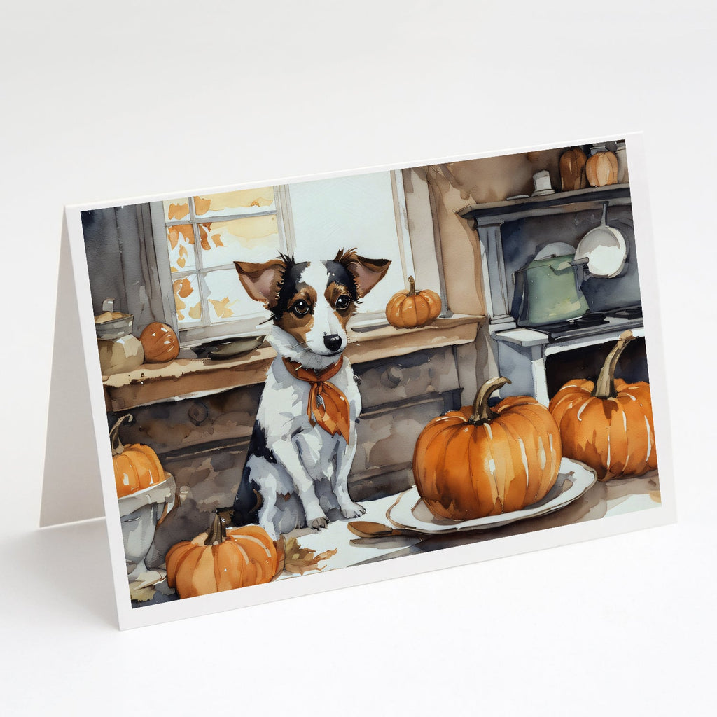 Jack Russell Terrier Fall Kitchen Pumpkins Greeting Cards Pack of 8 Blank Cards with Envelopes Whimsical A7 Size 5x7