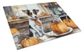 Jack Russell Terrier Fall Kitchen Pumpkins Cutting Board Tempered Glass Kitchen Cutting Surface, Heat Resistant Chopping, Non-Slip Feet, Food Prep & Serving
