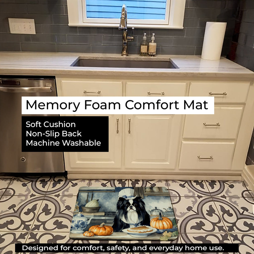 Japanese Chin Fall Kitchen Pumpkins Memory Foam Kitchen Mat Machine Washable Anti-Fatigue Cushion Comfort Bath or Kitchen Rug