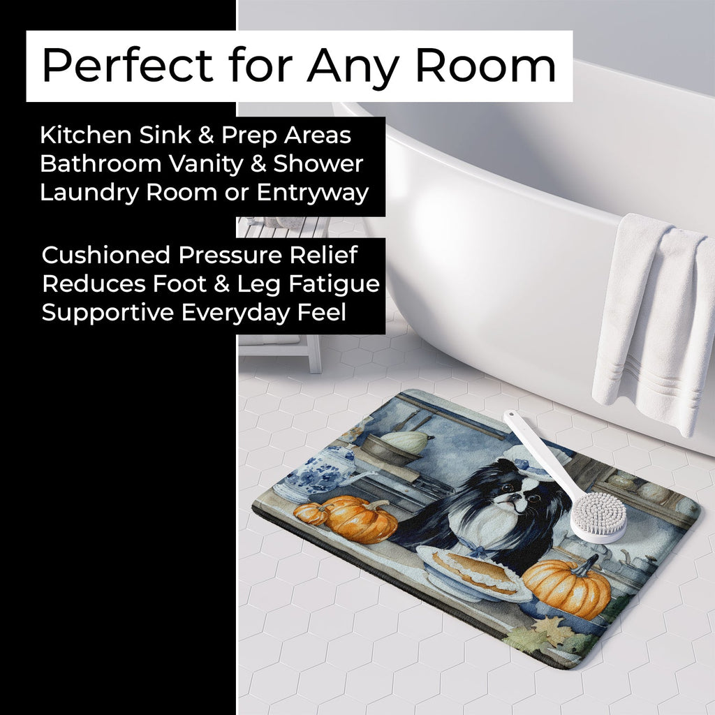 Japanese Chin Fall Kitchen Pumpkins Memory Foam Kitchen Mat Machine Washable Anti-Fatigue Cushion Comfort Bath or Kitchen Rug