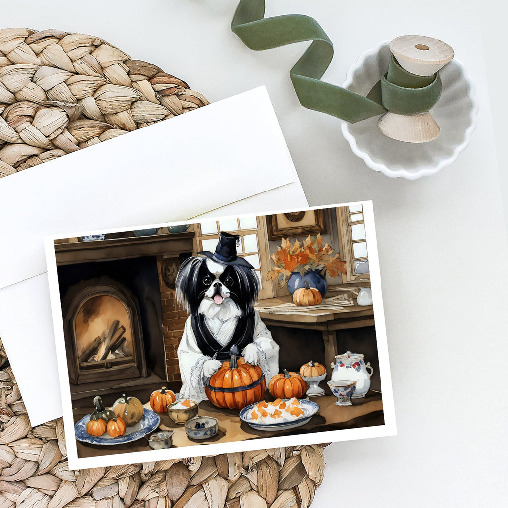 Japanese Chin Fall Kitchen Pumpkins Greeting Cards Pack of 8 Blank Cards with Envelopes Whimsical A7 Size 5x7