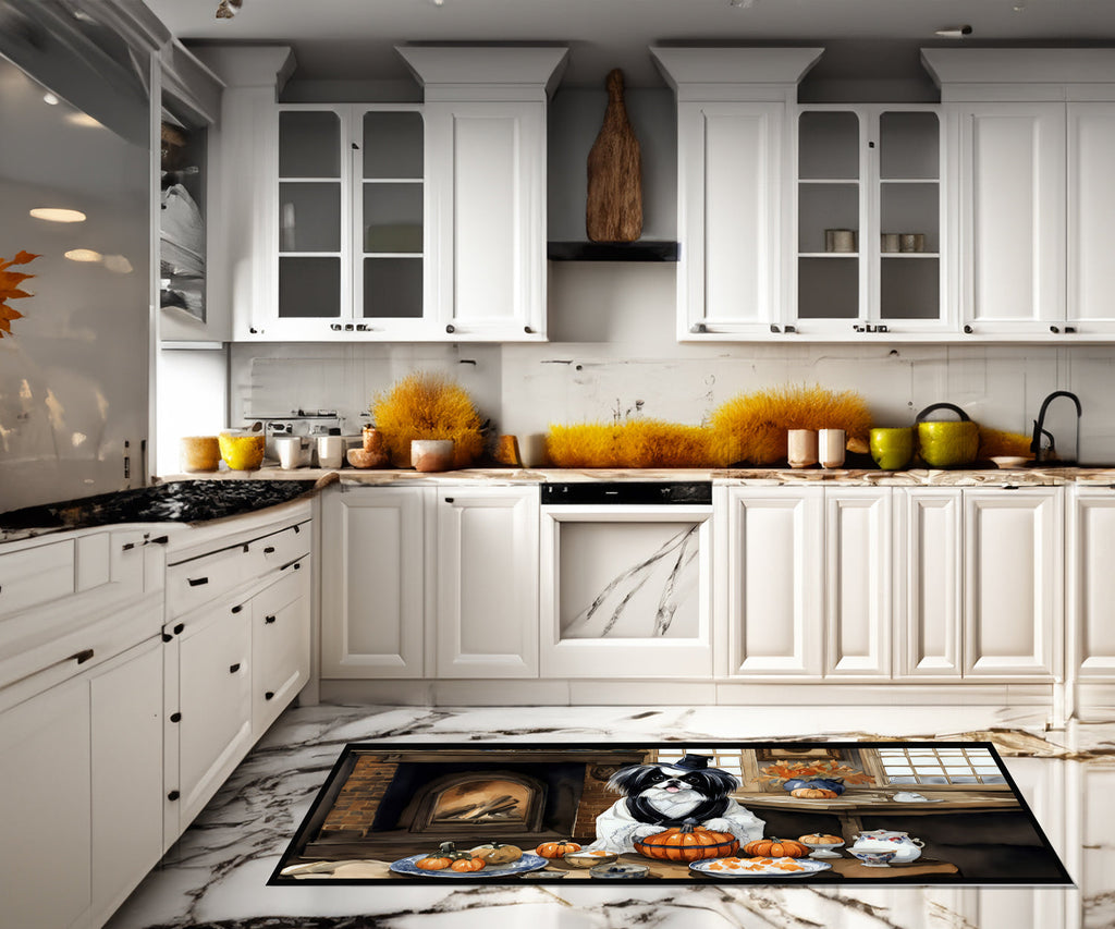 Japanese Chin Fall Kitchen Pumpkins Runner Mat 28x58 Front Door Mat Indoor Outdoor Rugs for Entryway Hallway Foyer Non Slip Washable Wide Doormat