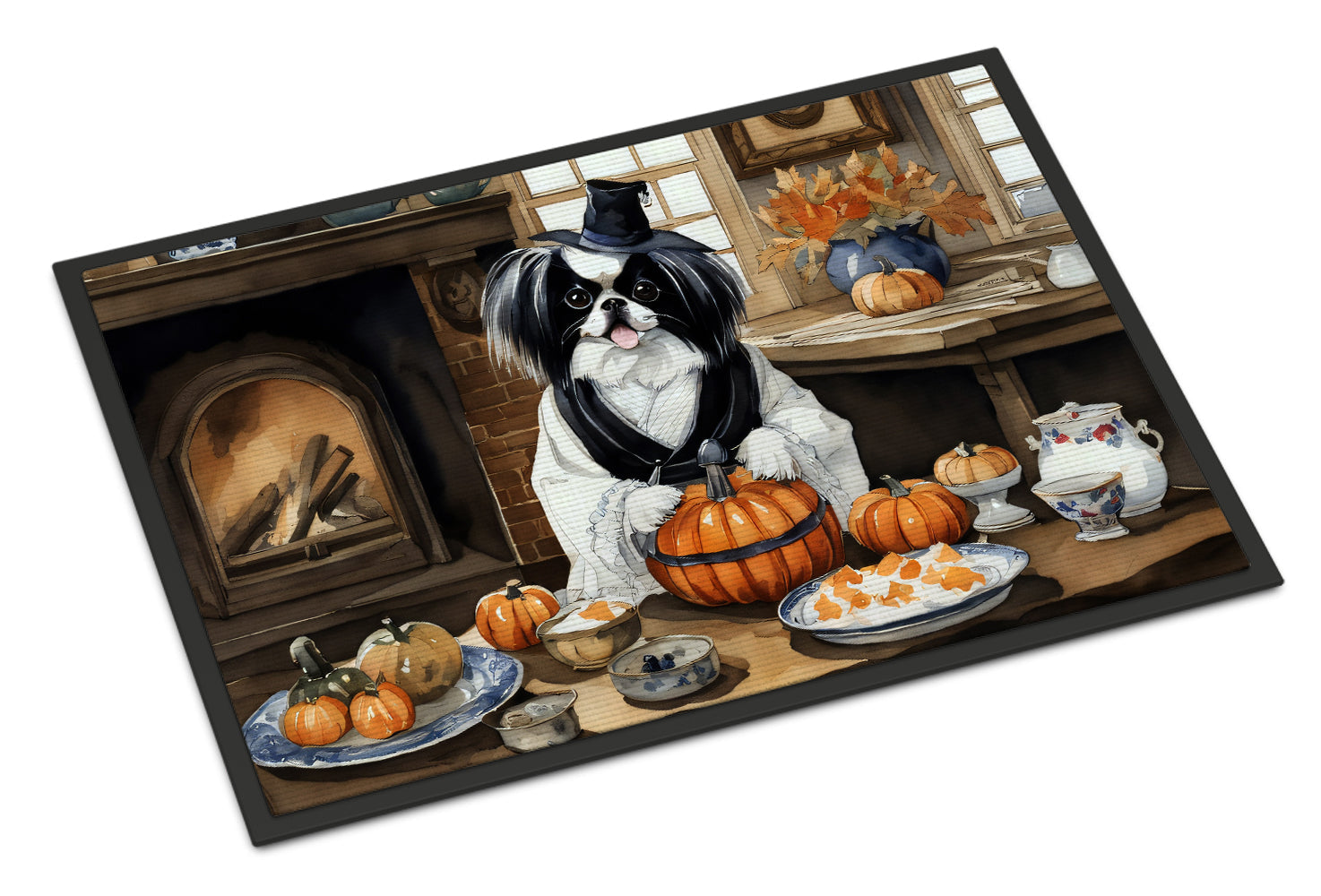 Japanese Chin Fall Kitchen Pumpkins Doormat Indoor Outdoor 24H X 36W Front Door Mat Rugs for Entryway, Non Slip Washable Low Pile,