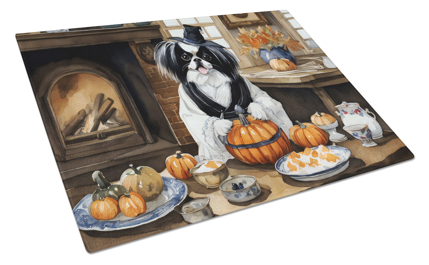 Japanese Chin Fall Kitchen Pumpkins Cutting Board Tempered Glass Kitchen Cutting Surface, Heat Resistant Chopping, Non-Slip Feet, Food Prep & Serving